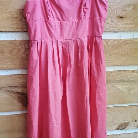 J. Crew Square Neck Sleeveless Pink Pleated Waist Acetate Sz. 12 Dress - Picture 6 of 12
